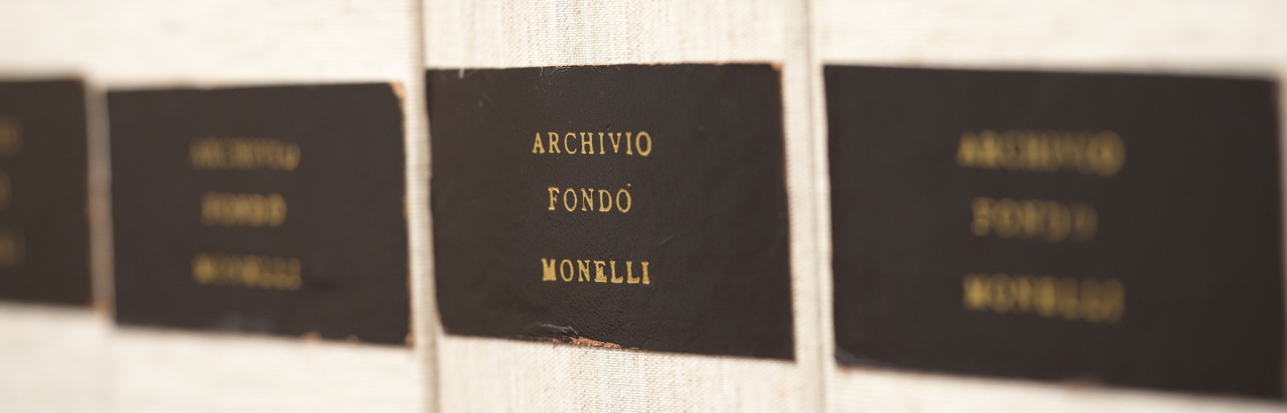 Foto che rappresenta alcuni volumi parte dell'archivio Monelli