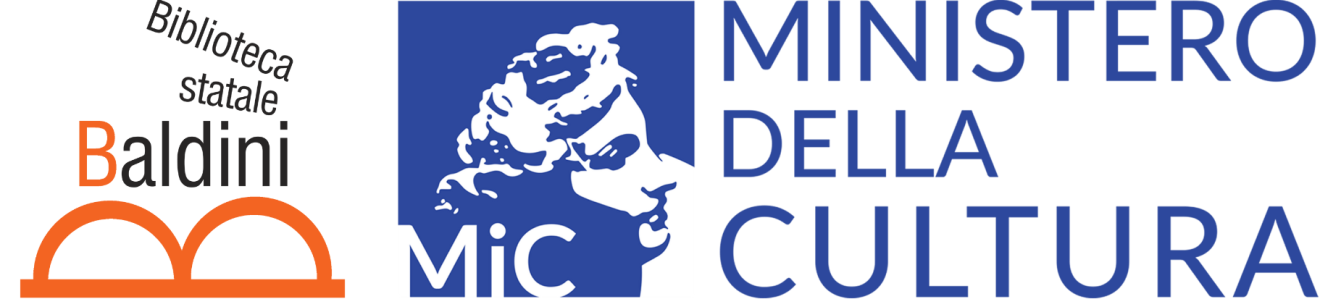 Logo della Biblioteca Baldini insieme al logo del Ministero della Cultura